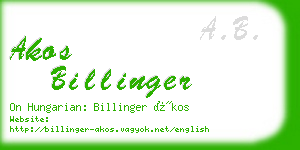 akos billinger business card